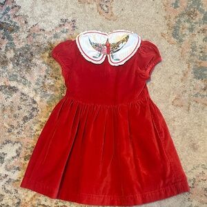 Mini Boden Red Dress with Floral Collar